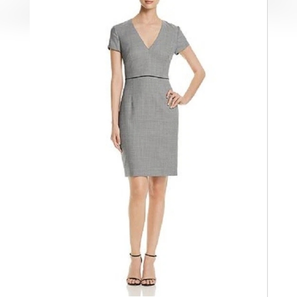 Hugo Boss Dresses & Skirts - EUC Hugo Boss Doritala Geometric Wool Stretch Woven Tailored Sheath Dress Sz 14